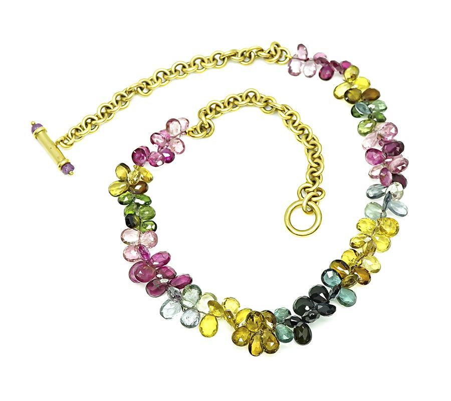 Estate Multi Color Gemstone Gold Necklace