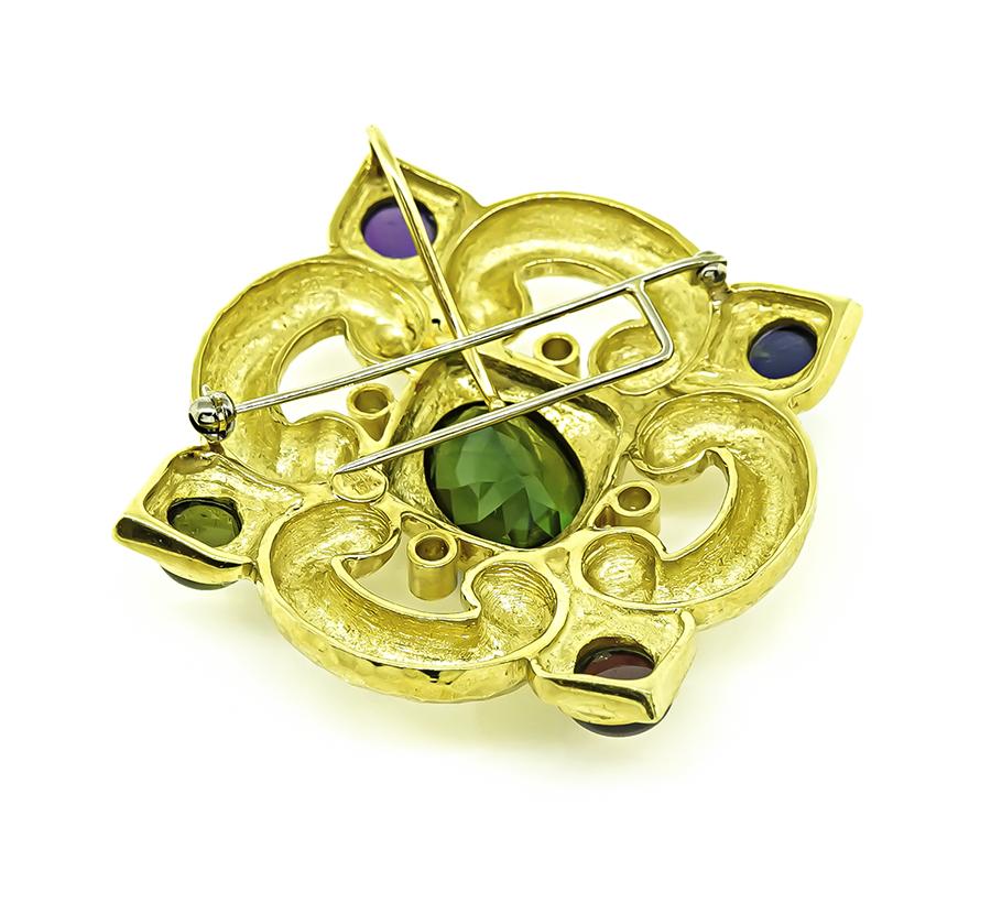 20.00ct Green Tourmaline Multi Color Gemstone Pin/Pendant