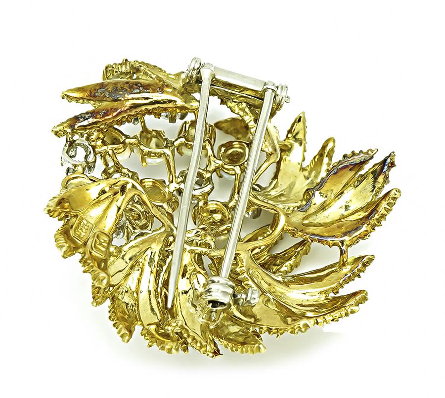 Estate 1.25ct Diamond Opal Gold Pin