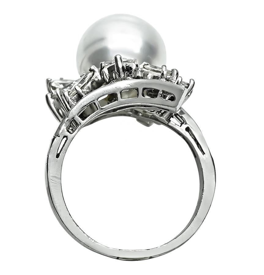 Estate 2.00ct Diamond Pearl Ring