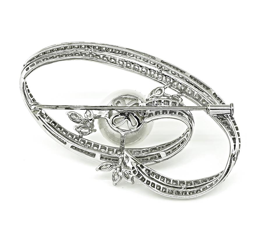 3.60ct Diamond South Sea Pearl Gold Pin