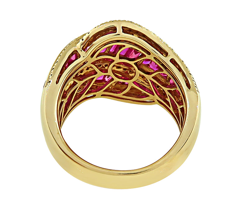 Estate 4.00ct Ruby 0.50ct Diamond Gold Ring