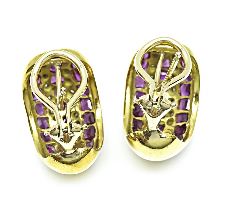 Estate 2.75ct Ruby 0.80ct Diamond Gold Earrings