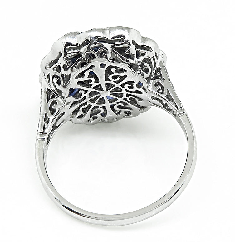 Estate 2.50ct Center Sapphire 1.80ct Diamond Gold Ring