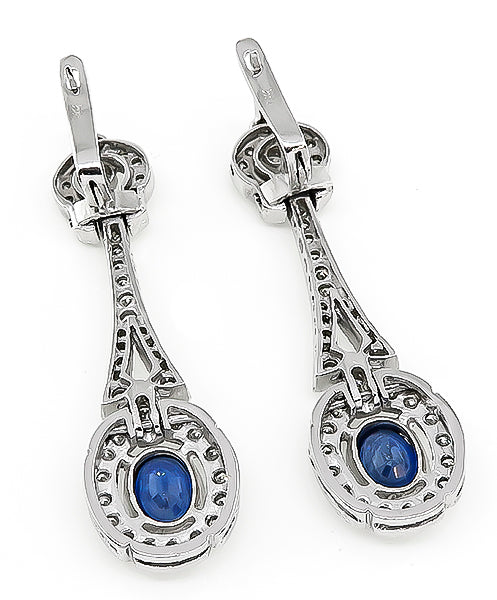 Estate 1.50ct Diamond 1.80ct Sapphire Drop Earrings