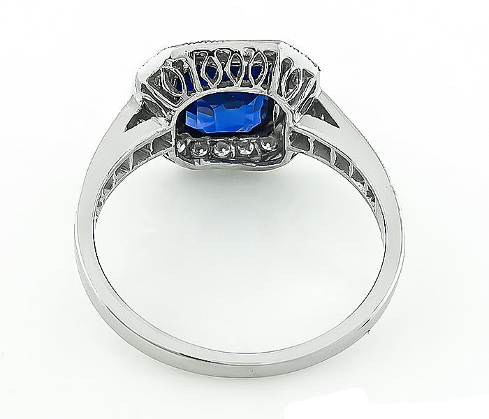 Estate 2.01ct Sapphire 0.60ct Diamond Engagement Ring