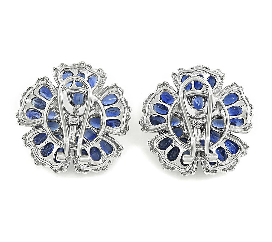 2.60ct Diamond 14.00ct Sapphire Flower Earrings
