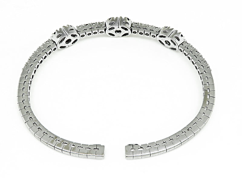Estate 1.00ct Diamond Sapphire White Gold Bangle