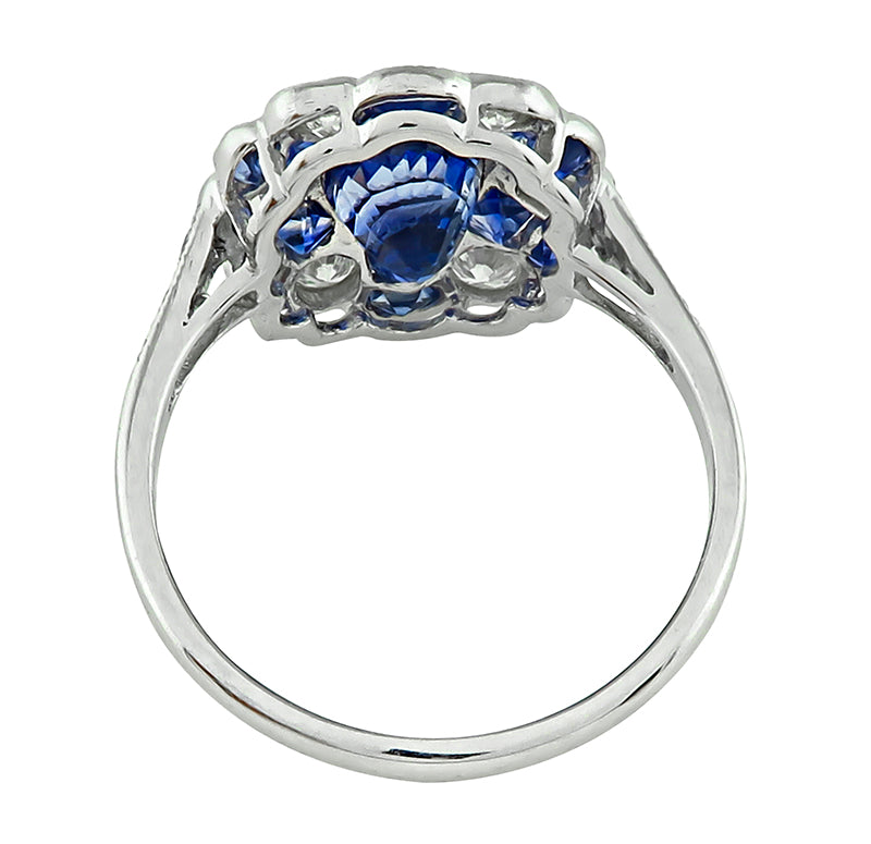 Estate 1.75ct Center Sapphire 0.75ct Diamond Ring