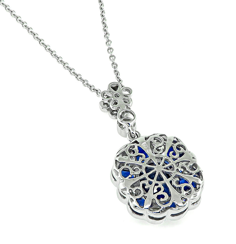 Estate 1.68ct Sapphire 0.81ct Diamond Pendant Necklace