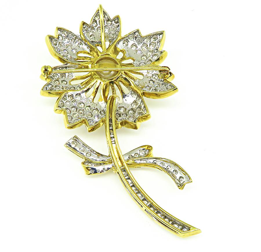 South Sea Pearl 7.00ct Diamond Gold Flower Pin/Pendant