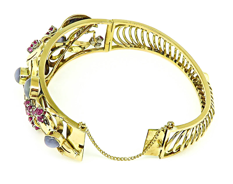 Estate Star Sapphire 2.50ct Ruby Gold Bangle