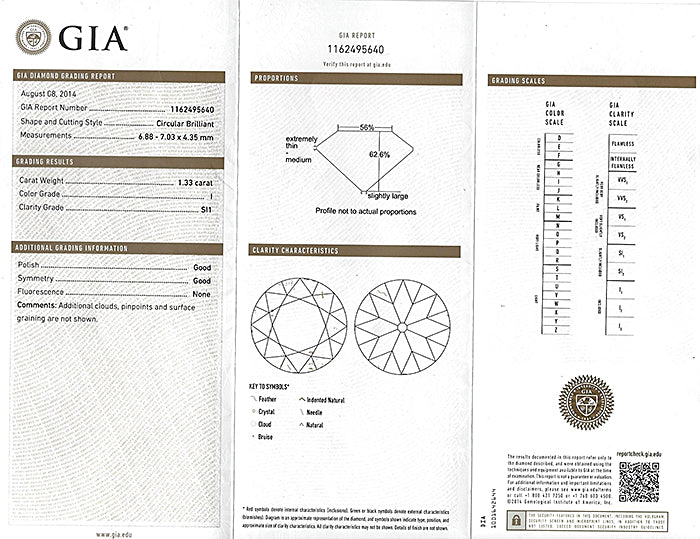 Art Deco GIA Certified 1.33ct Diamond Engagement Ring
