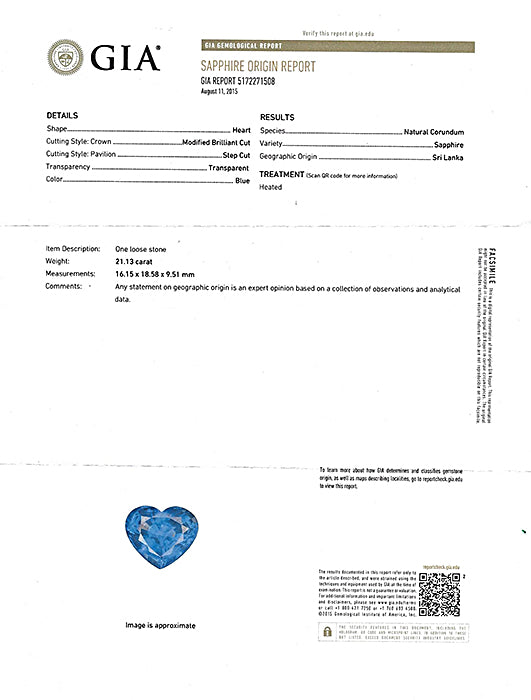 GIA Certified 21.13ct Heart Shape Sapphire 8ct Diamond Platinum Necklace