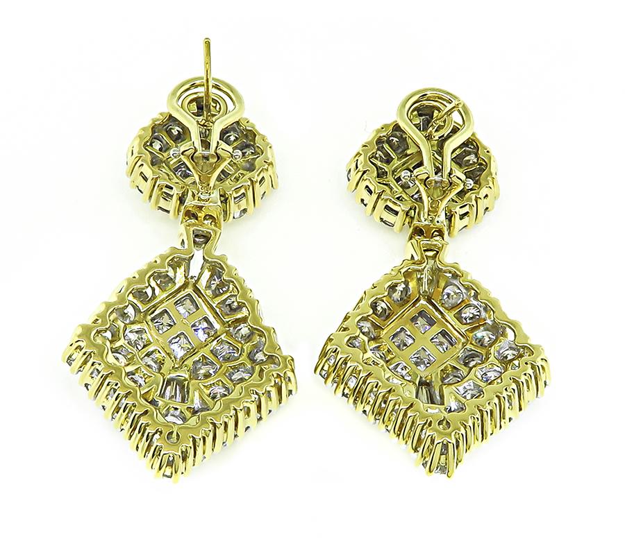 10.00ct Diamond Gold Dangling Earrings