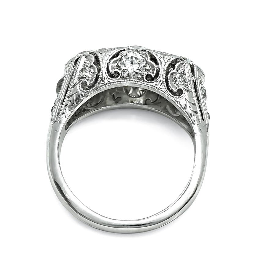 Art Deco 1.30ct Center Diamond 0.80ct Side Diamond Ring