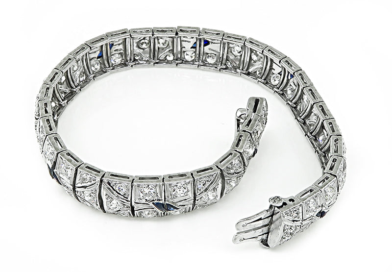 Vintage 5.75ct Diamond Sapphire Bracelet