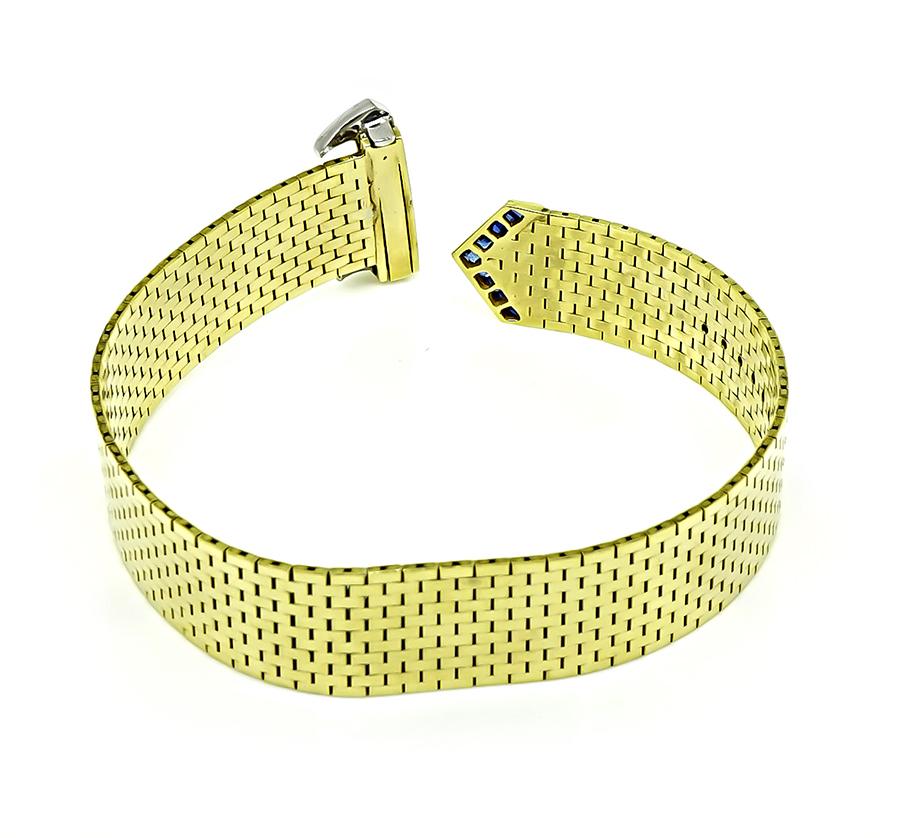 Vintage 0.40ct Diamond Sapphire Gold Belt Buckle Bracelet