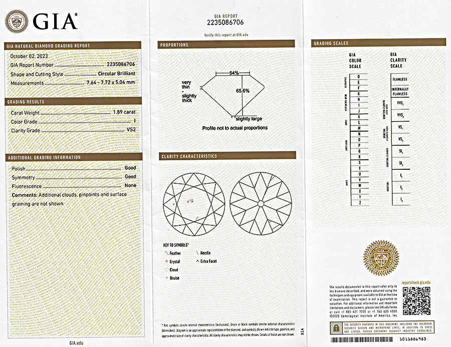 Vintage GIA Certified 1.89ct Diamond Engagement Ring