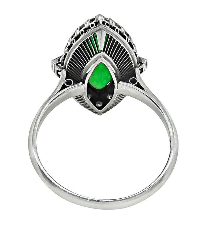 Art Deco Jade 0.70ct Diamond Platinum Ring