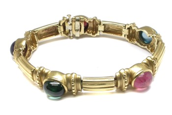 14K GOLD CHATHAM MULTI COLOR GEMSTONE BRACELET - SHOPWIKI