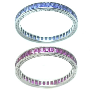 Cartier Platinum Sapphire and Ruby Eternity Wedding Bands add to compare