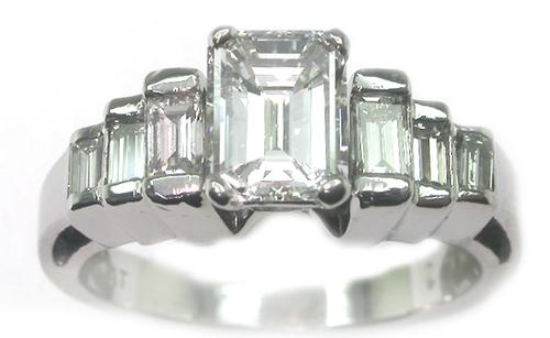GIA Certified Emerald Cut Diamond Platinum Engagement Ring
