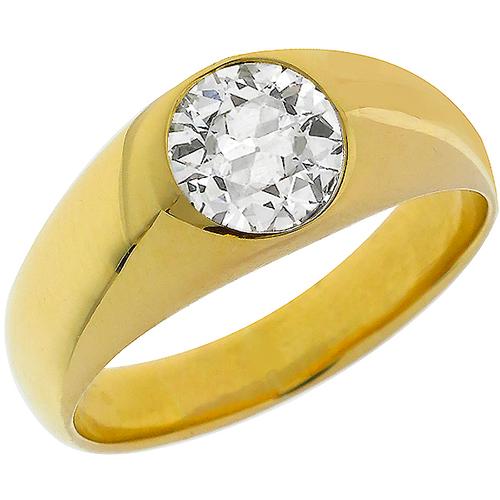 Estate 0.99ct Old Mine Cut  Diamond 18k Yellow Gold Ring