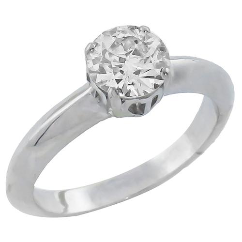 1.04ct Old Mine Diamond Solitaire Platinum  Engagement Ring