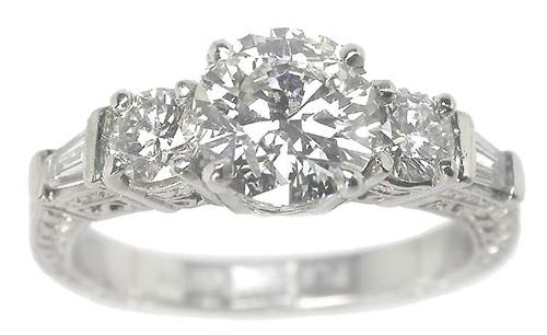 Vintage Diamond Platinum Engagement Ring GIA Certified