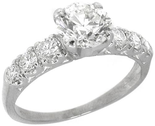 Antique 1.04ct Round Cut Diamond Platinum Engagement Ring GIA Certified