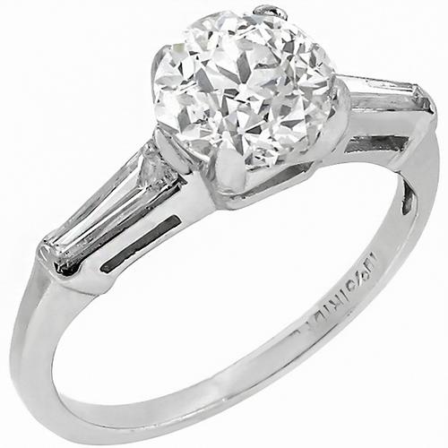 Vintage 1.06ct Old Mine Cut Diamond Platinum Engagement Ring