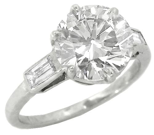 1950s 2.73ct Diamond Platinum Engagement Ring