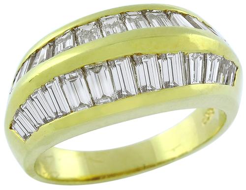 Baguette Cut Diamond 18k Yellow Gold Ring