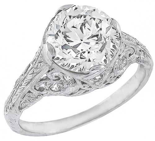 EGL Certified Old European Cut Diamond Platinum Engagement Ring