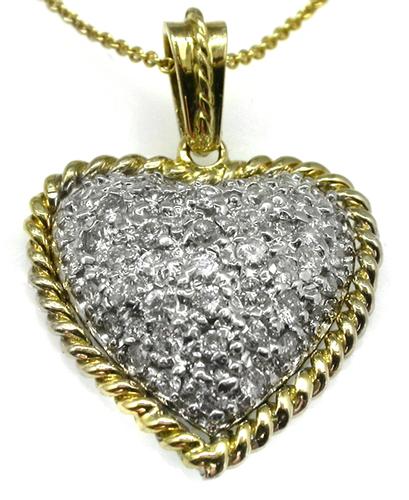 2.10ct Diamond 14k Yellow & White Gold Heart Necklace