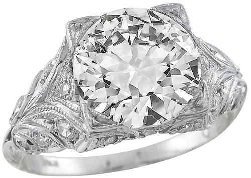 Edwardian Transition Round Brilliant Cut Diamond Platinum Engagement Ring