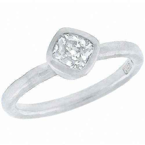 Edwardian 0.45ct Cushion  Cut Diamond Platinum  Engagement Ring 