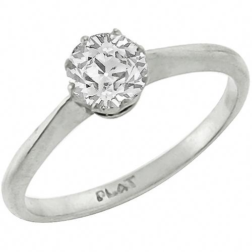 Edwardian  GIA Certified 0.64ct Round  Brilliant Diamond Platinum Engagement Ring 