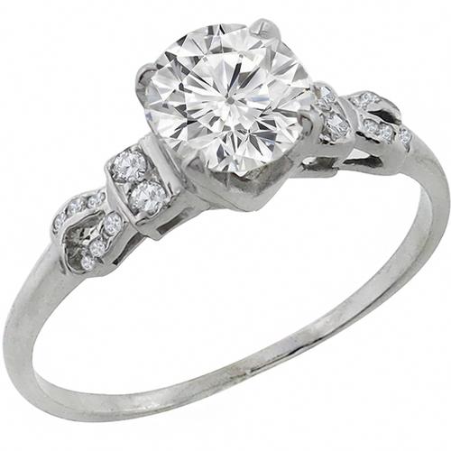 1920s  GIA Certified 1.17ct Old Mine Brilliant Diamond Platinum Engagement Ring