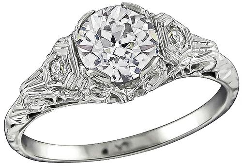 Old European Cut Diamond 18k Gold Engagement Ring