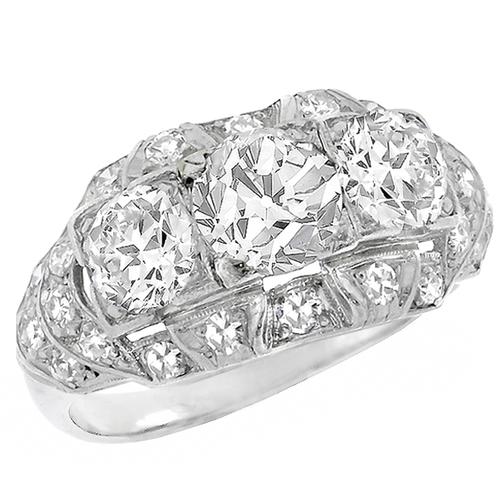  Art Deco 1.75cttw Old Mine  Cut Diamond Platinum Anniversary Ring 