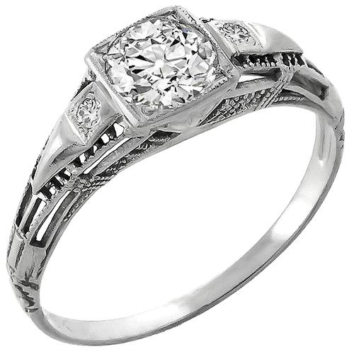 Antique GIA 0.53ct Diamond Gold  Engagement Ring