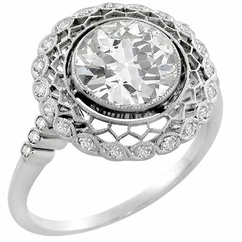 Antique GIA Certified 1.56ct Old Mine Diamond Platinum Engagement Ring 