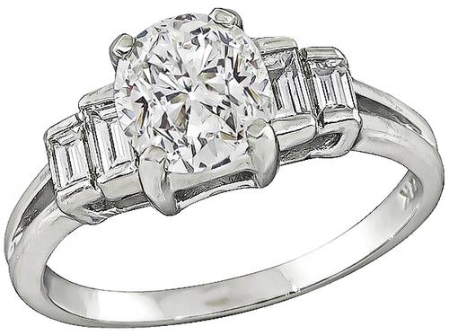 Cushion Cut Diamond 14k White Gold Engagement Ring