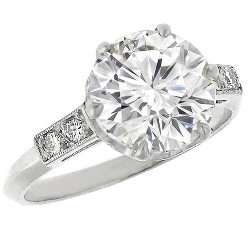 Estate  2.63ct  Round Brilliant  Diamond Platinum Engagement Ring 