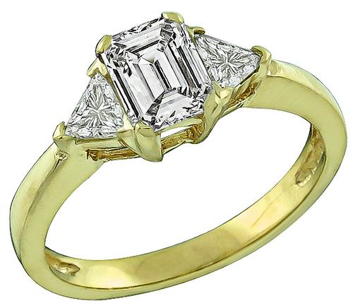 Emerald Cut Diamond 14k Yellow Gold Engagement Ring