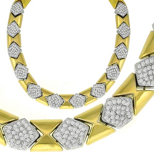 15.00ct Diamond 2 Tone  Gold Necklace 
