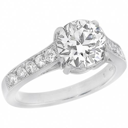 Vintage 1.60ct Old Mine  Cut Diamond Platinum Engagement Ring