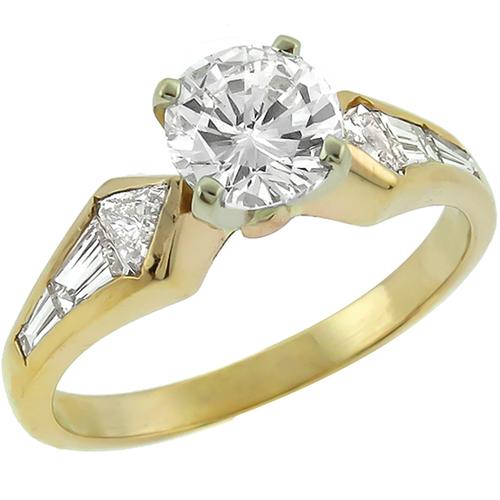 GIA Certified 0.92ct Round Brilliant Diamond 14k Yellow & White Gold Engagement Ring 